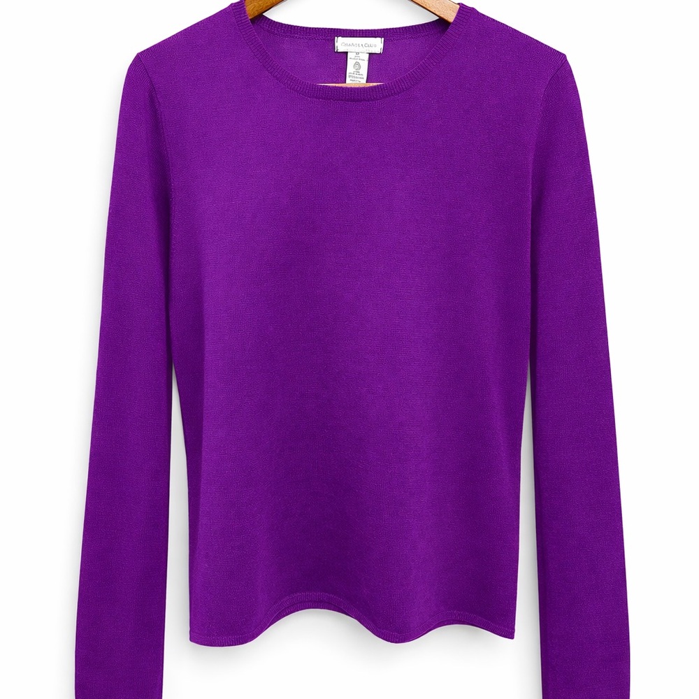 Charter Club 100% Merino Wool Sweater Purple XL Fits L Soft Crewneck Knit